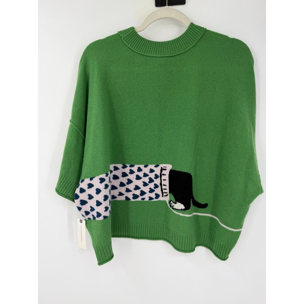 NWT Anthropologie Goldie 100% Cashmere Green Dachschund Sweater Size L Novelty - Picture 4 of 12